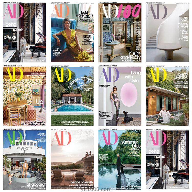 【美国版】《Architectural Digest USA》AD安邸 2020年合集美版室内软装设计PDF杂志（11本）