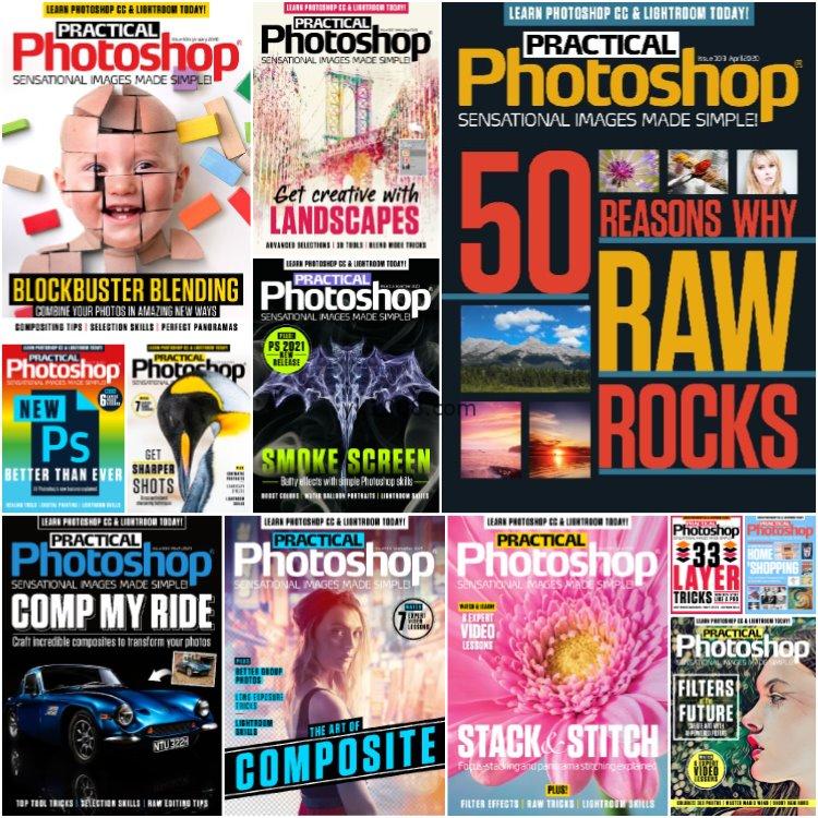 【美国版】《Practical Photoshop》2020年合集简易PS创意灵感构思修复照片组合图形艺术效果教程基础知识pdf杂志（12本）