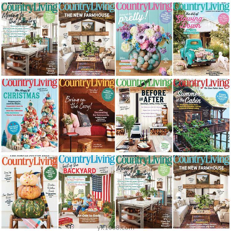 【美国版】《Country Living USA》2021年合集美式乡村田园室内设计生活PDF杂志（10本）