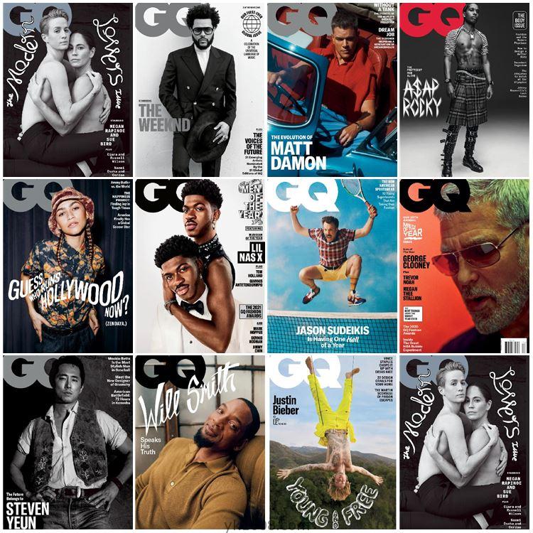 【美国版】GQ USA2021年合集智族男士时尚服饰 时装潮流高清PDF杂志（11本）