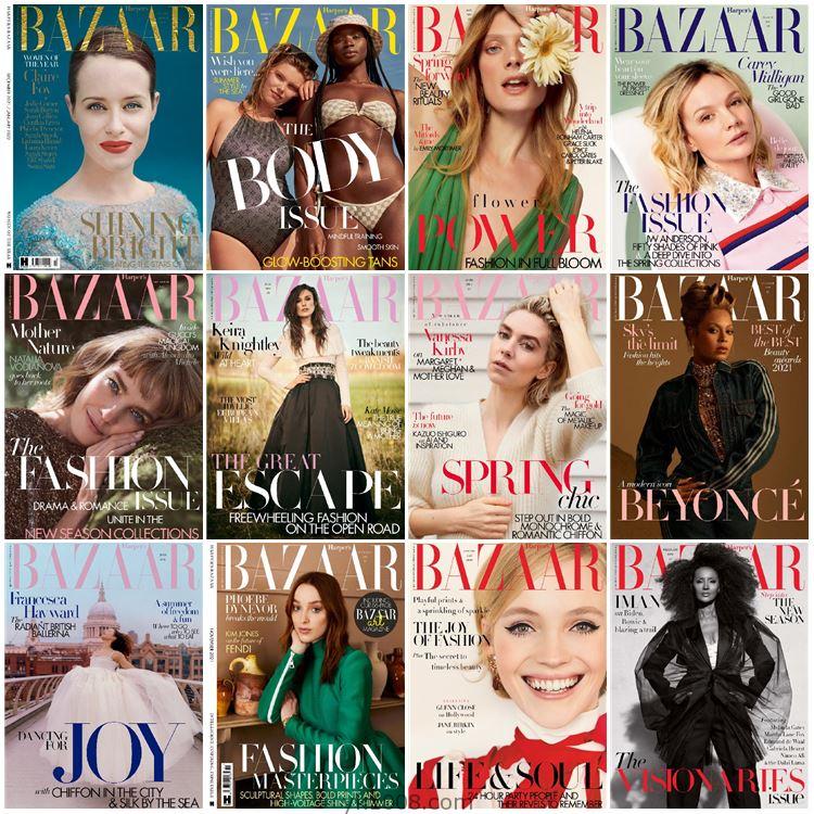 【英国版】Harper’s Bazaar UK 2021年合集时尚芭莎女士美容化妆服饰时装生活pdf杂志(12本)