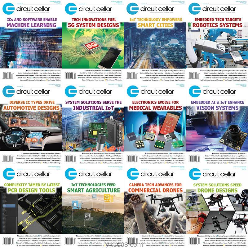 【美国版】2020年合集Circuit Cellar科技计算机开发工程师应用杂志电子工程芯片信息pdf杂志（12本）