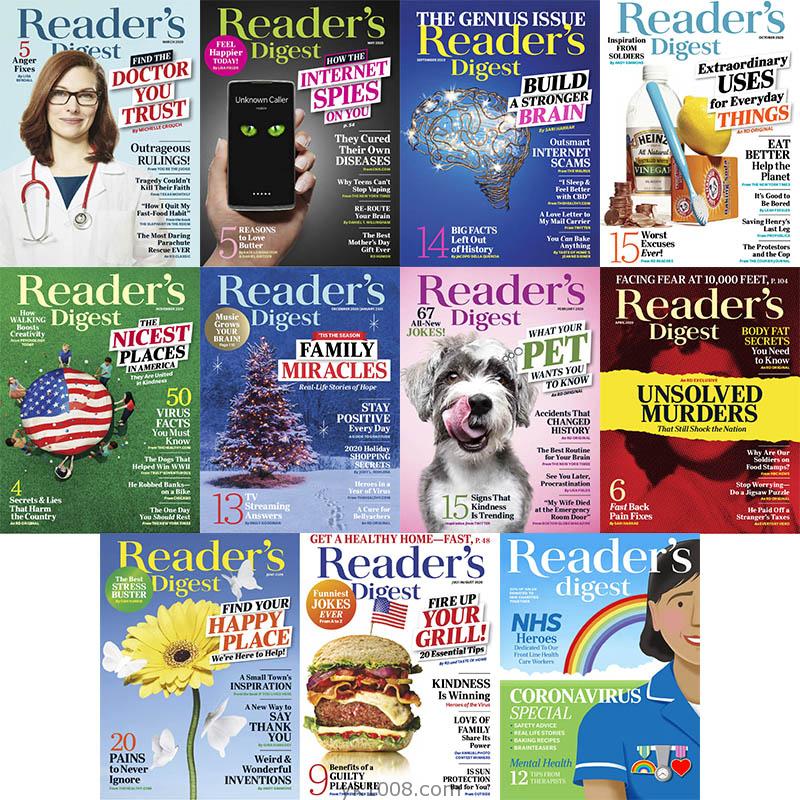 【美国版】2020年合集Reader’s Digest USA读者文摘世界畅销阅读学习pdf杂志（11本）