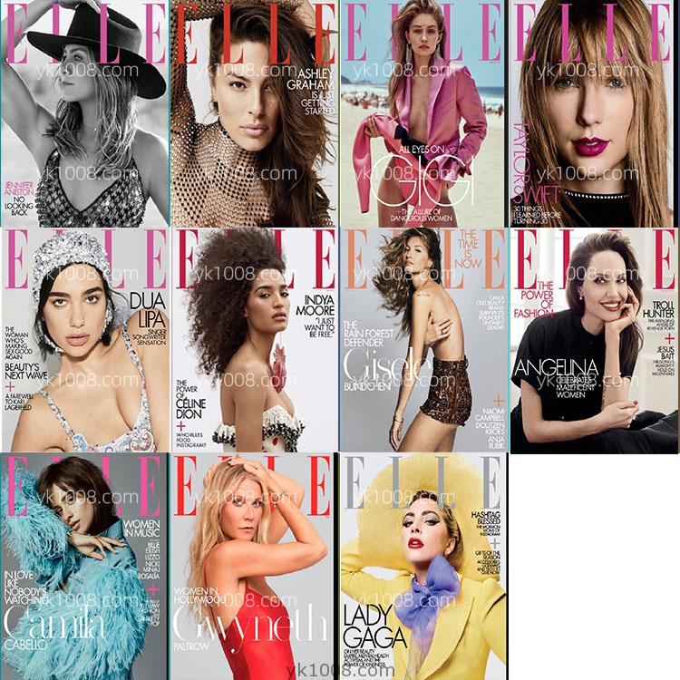 【美国版】2019年合集Elle USA国际时尚女性潮流美容服饰时装设计pdf杂志电子版（11本）