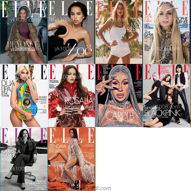【美国版】2020年合集Elle USA国际时尚女性潮流美容服饰时装设计pdf杂志电子版（10本）