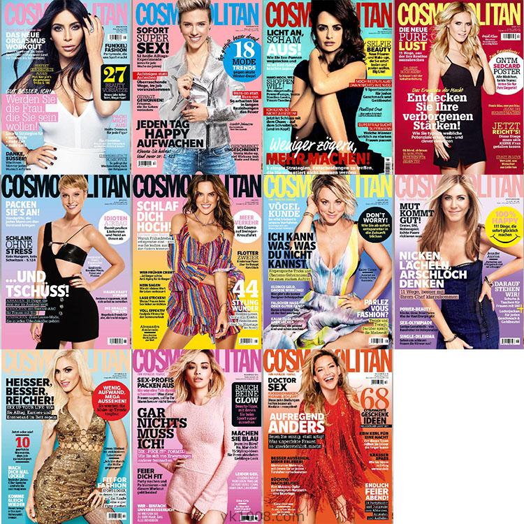 【德国版】2016年合集Cosmopolitan大都会女性时尚潮流美容服饰时装杂志PDF电子版（11本）