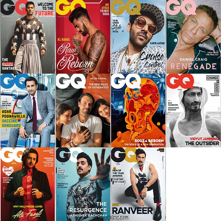 【印度版】2020年合集GQ India男士时尚运动健身时装服饰生活PDF杂志（11本）