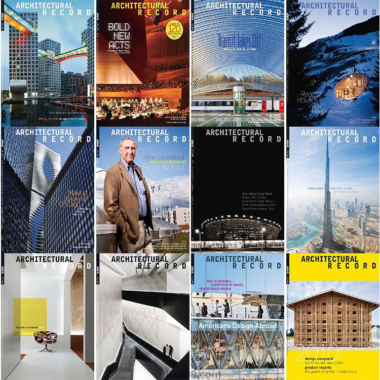 【美国】Architectural Record建筑记录2010年合集当代建筑设计案例项目技术报道信息pdf杂志（12本）