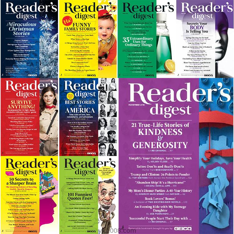【美国版】Reader’s Digest USA读者文摘2016年合集世界畅销阅读英语学习pdf杂志（9本）