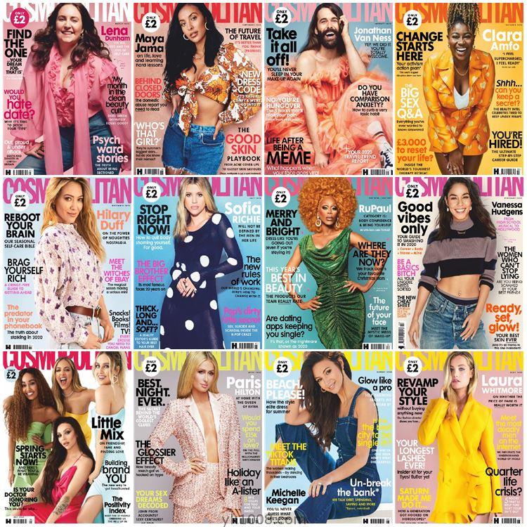【英国版】Cosmopolitan UK2020年合集大都会女性时尚名人八卦化妆护肤穿搭pdf杂志电子版（12本）