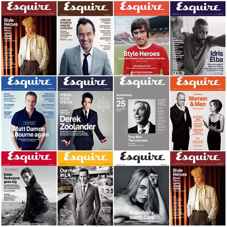 【英国版】Esquire UK君子杂志2016年度合集男士健康时尚潮流饮食杂志pdf电子版（11本）