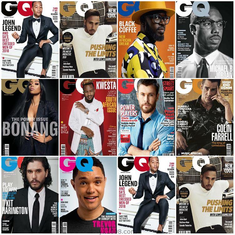 【南非版】GQ South Africa2018年合集智族男士时尚服饰时装设计高清PDF杂志（10本）