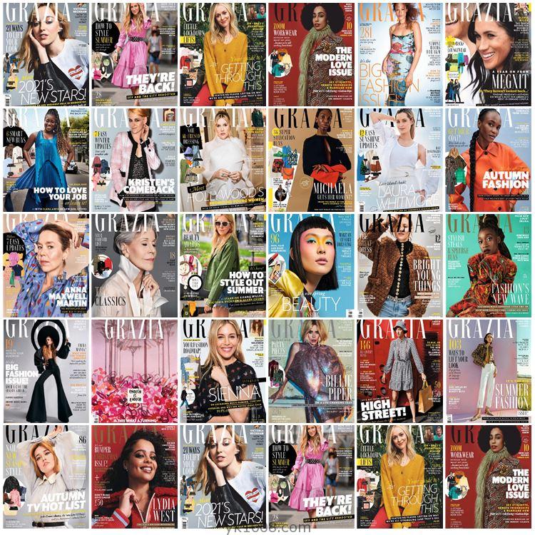 【英国版】Grazia UK2021年合集女性时尚潮流美容穿搭pdf杂志电子版（26本）