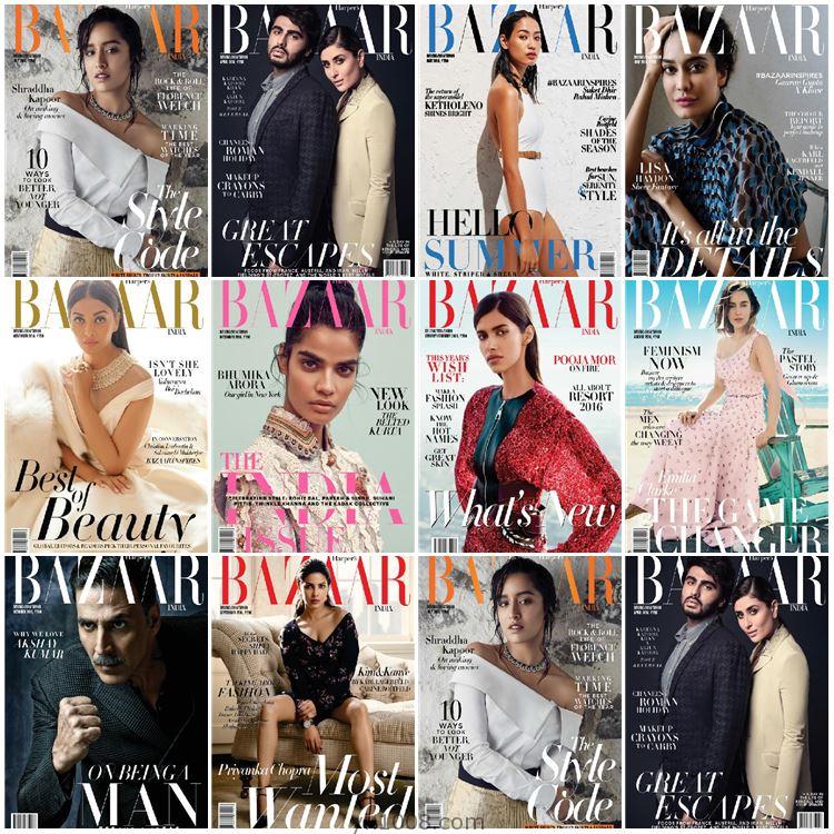 【印度版】Harper’s Bazaar India2016年度合集时尚芭莎女性潮流时装服饰穿搭设计杂志pdf（10本）