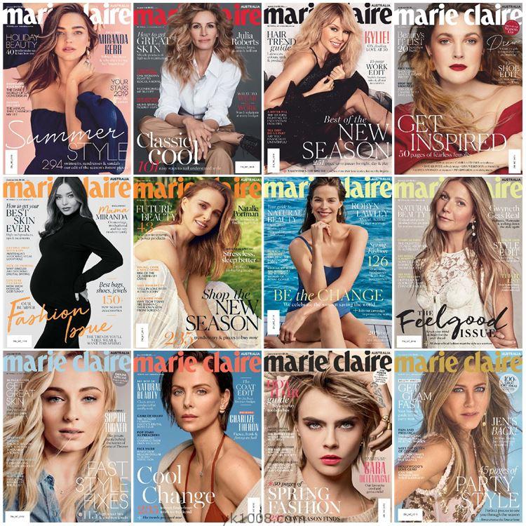 【澳大利亚】Marie Claire Australia 2019年度合集美丽佳人时尚潮流服饰高清PDF杂志（12本）