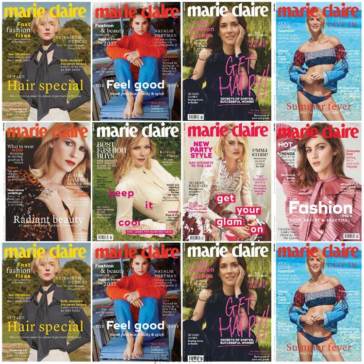 【英国版】Marie Claire UK 2017年合集女性时尚潮流美容服饰穿搭时装杂志pdf（8本）