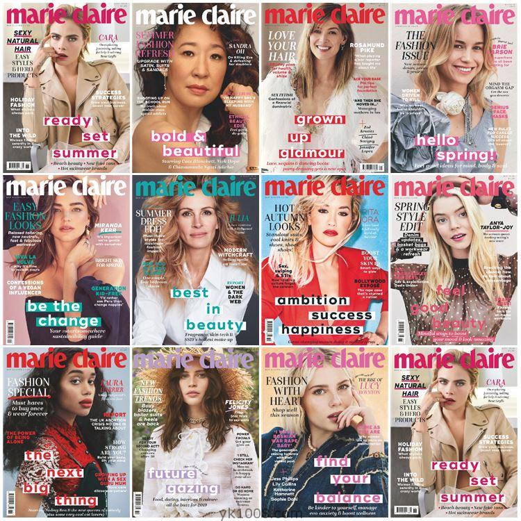 【英国版】Marie Claire UK 2019年合集女性时尚潮流美容服饰穿搭时装杂志pdf（11本）