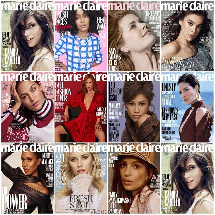 【美国版】Marie Claire USA 2018年合集女性时尚潮流美容服饰时装穿搭打扮pdf杂志（11本）