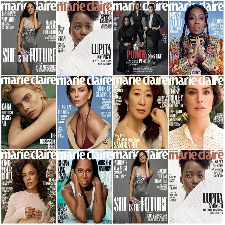 【美国版】Marie Claire USA 2019年合集女性时尚潮流美容服饰时装穿搭打扮pdf杂志（10本）