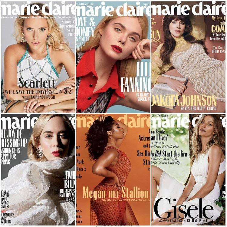 【美国版】Marie Claire USA 2020年合集女性时尚潮流美容服饰时装穿搭打扮pdf杂志（7本）