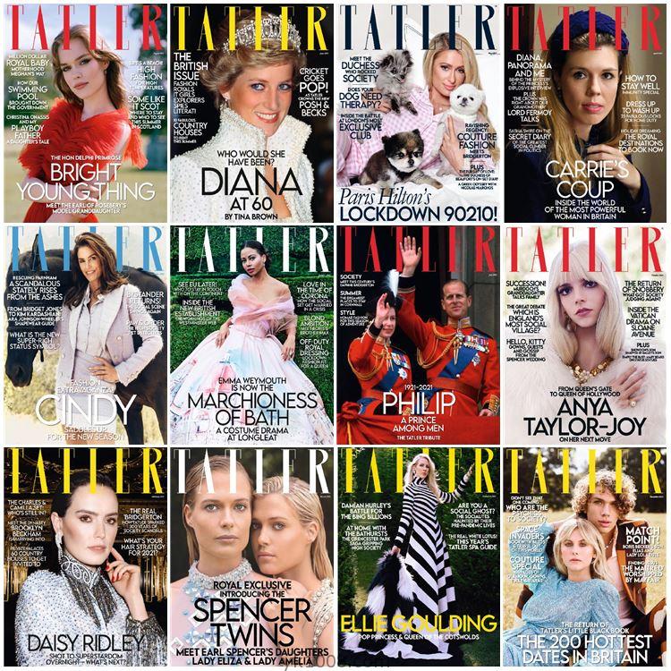 【英国】Tatler UK 2021年合集女士时尚潮流服饰时尚穿搭生活pdf杂志电子版（12本）