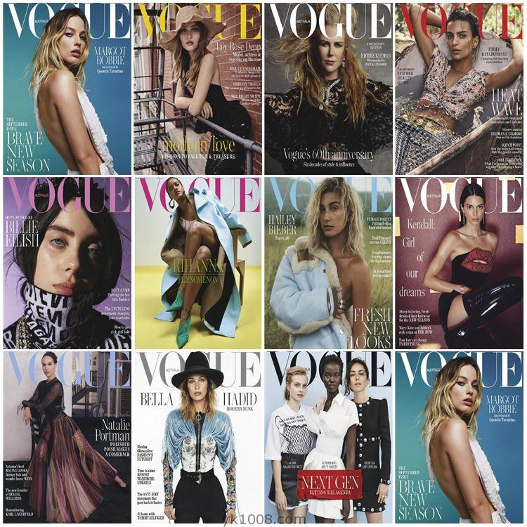 【澳大利亚】Vogue Australia 2019年度合集时尚潮流服饰模特摆拍参考PDF杂志（11本）