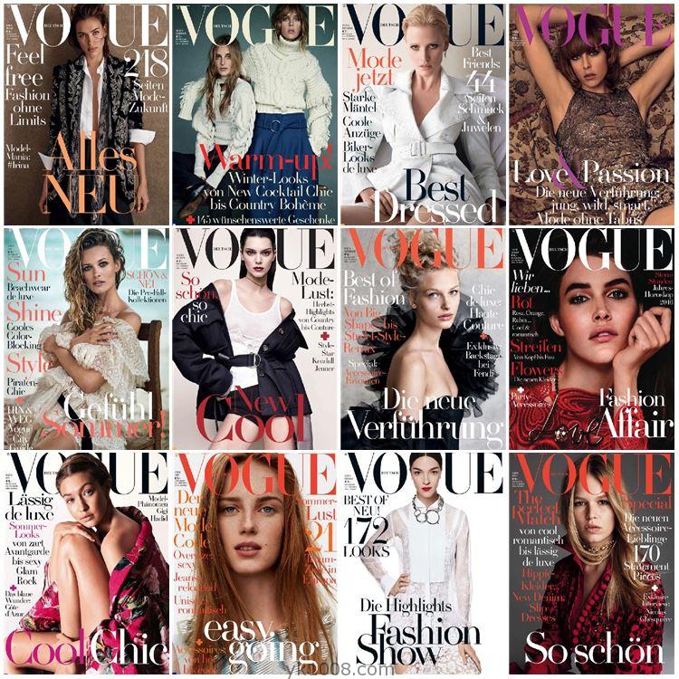 【德国版】Vogue Germany 2016年合集时尚未来趋势时装服饰美容穿搭设计杂志pdf（12本）