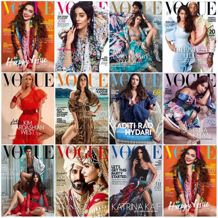 【印度版】Vogue India 2018年度合集时尚潮流美容服饰时装设计pdf杂志（11本）