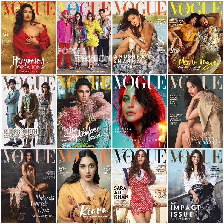 【印度版】Vogue India 2019年度合集时尚潮流美容服饰时装设计pdf杂志（12本）