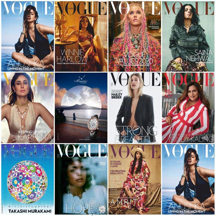 【印度版】Vogue India 2020年度合集时尚潮流美容服饰时装设计pdf杂志（11本）