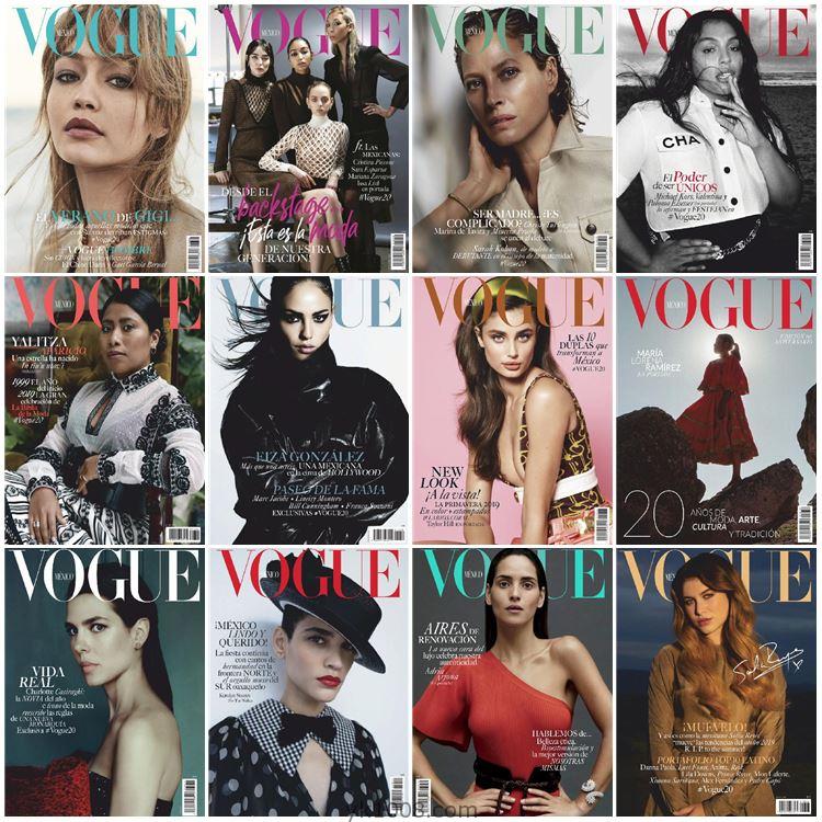 【墨西哥】Vogue México 2019年度合集潮流服饰时装美容化妆设计PDF杂志期刊（12本）