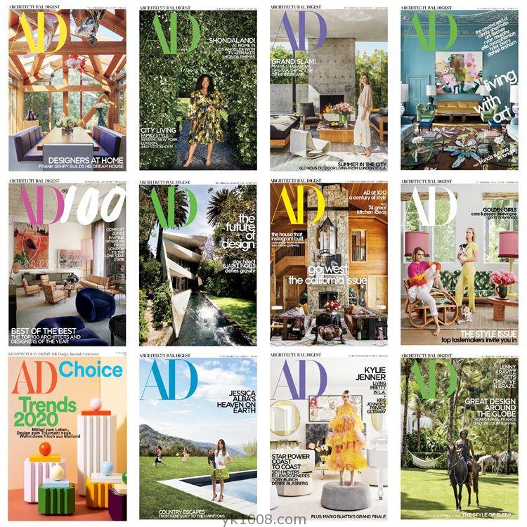 【美国版】《Architectural Digest USA》AD安邸 2019年合集美版室内软装设计PDF杂志（12本）