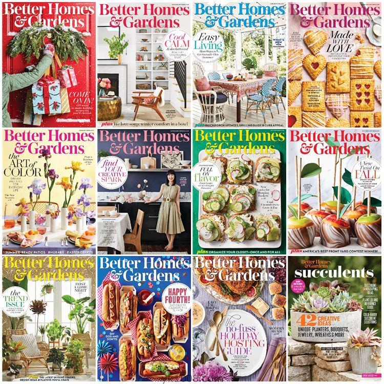 【美国版】《Better Homes & Gardens USA》2019年度合集美好家居花园室内美食生活高清pdf杂志（12本）