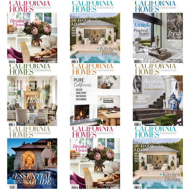 【美国版】《California Homes》2018年合集加州住宅花园生活室内设计软装pdf杂志（7本）
