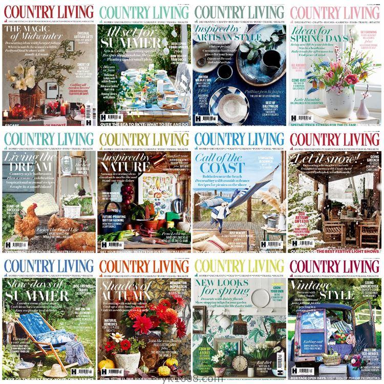 【英国版】《Country Living UK》2019年合集乡村田园家居生活住宅设计PDF杂志（12本）