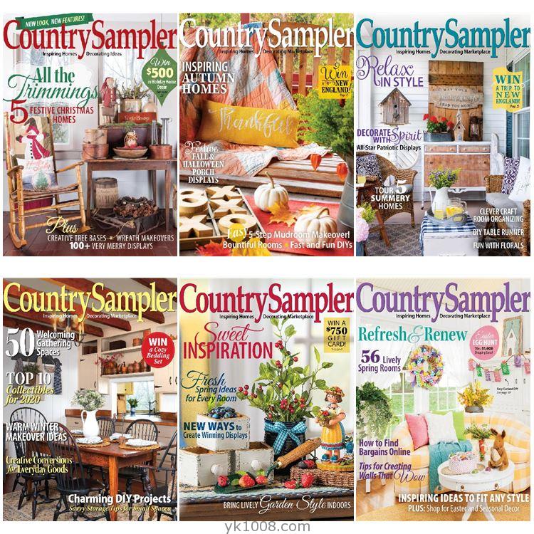 【美国版】《Country Sampler》2020年合集乡村生活房屋室内装饰生活文化艺术pdf杂志（6本）