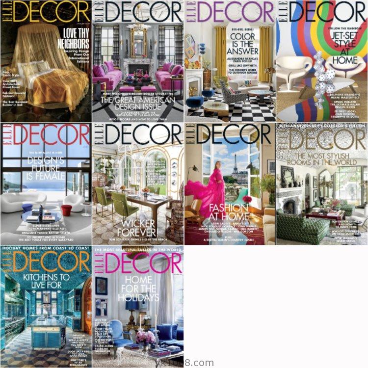 【美国版】《Elle Decor USA》2019年合集家居廊时尚家居装饰设计软装杂志PDF（10本）