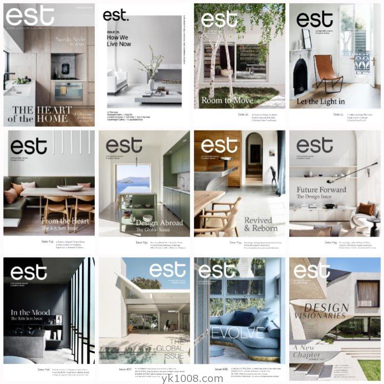 【澳大利亚】《Est Magazine》2018-2020年合集全球室内时尚设计生活灵感摄影pdf杂志（12本）