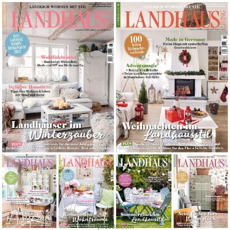 【德国版】《Landhaus Living》2021年合集德国乡村地中海乡间别墅室内软装住宅装饰设计pdf杂志（6本）