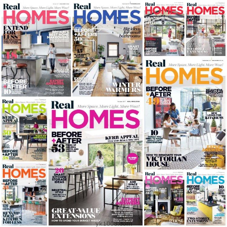 【英国版】《Real Homes》2017年合集时尚家居室内改造装修布局设计方案规划建议PDF杂志（10本）