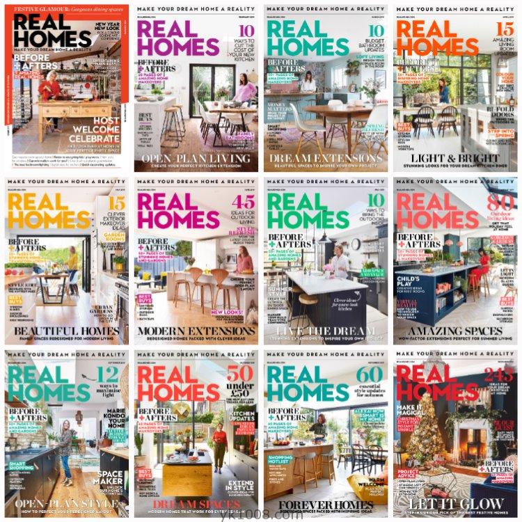 【英国版】《Real Homes》2019年合集时尚家居室内改造装修布局设计方案规划建议PDF杂志（12本）