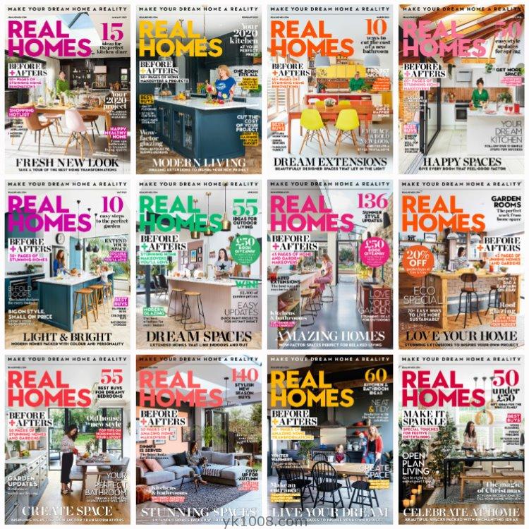 【英国版】《Real Homes》2020年合集时尚家居室内改造装修布局设计方案规划建议PDF杂志（12本）