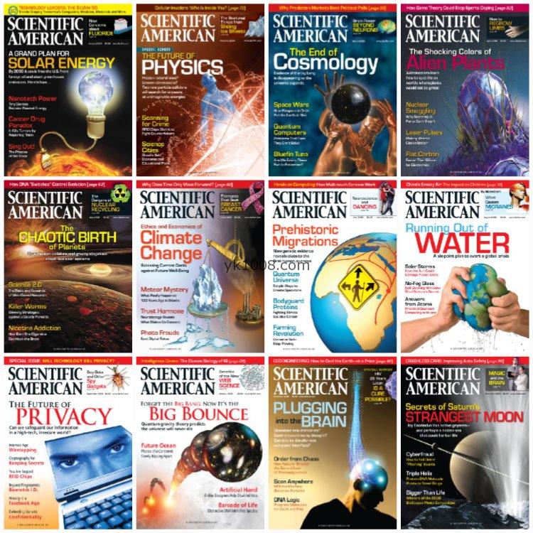 【美国版】《Scientific American》科学美国人2008年合集科学科技创新技术科研科普pdf杂志（12本）