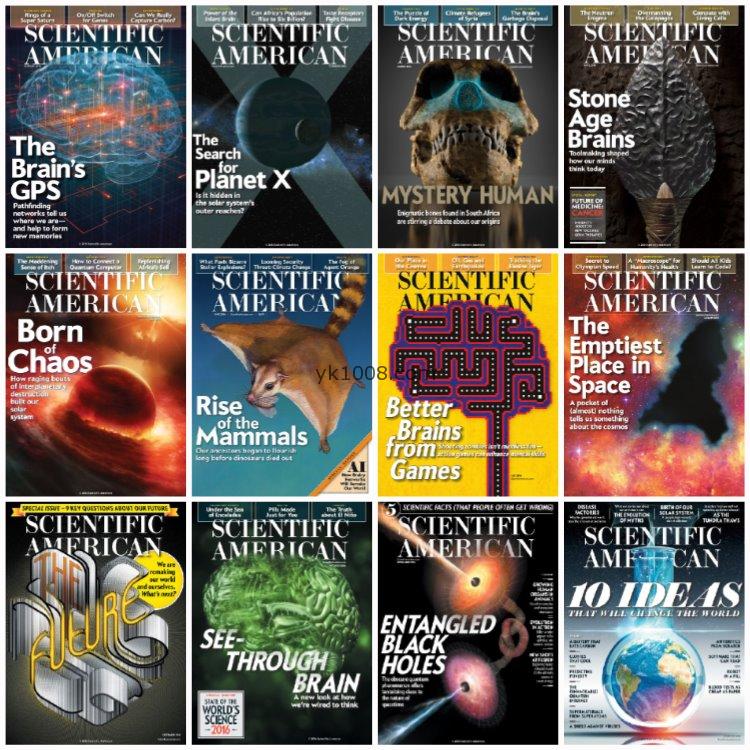 【美国版】《Scientific American》科学美国人2016年合集科学科技创新技术科研科普pdf杂志（12本）