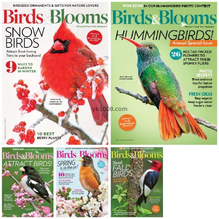 【美国版】《Birds & Blooms》2021年合集鸟语花香植物鸟类蝴蝶园艺观鸟信息pdf杂志（5本）