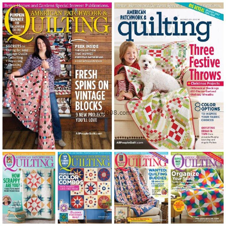 【美国版】《American Patchwork & Quilting》2016年合集美国拼布绗缝针织织物灵感图案操作pdf杂志（6本）