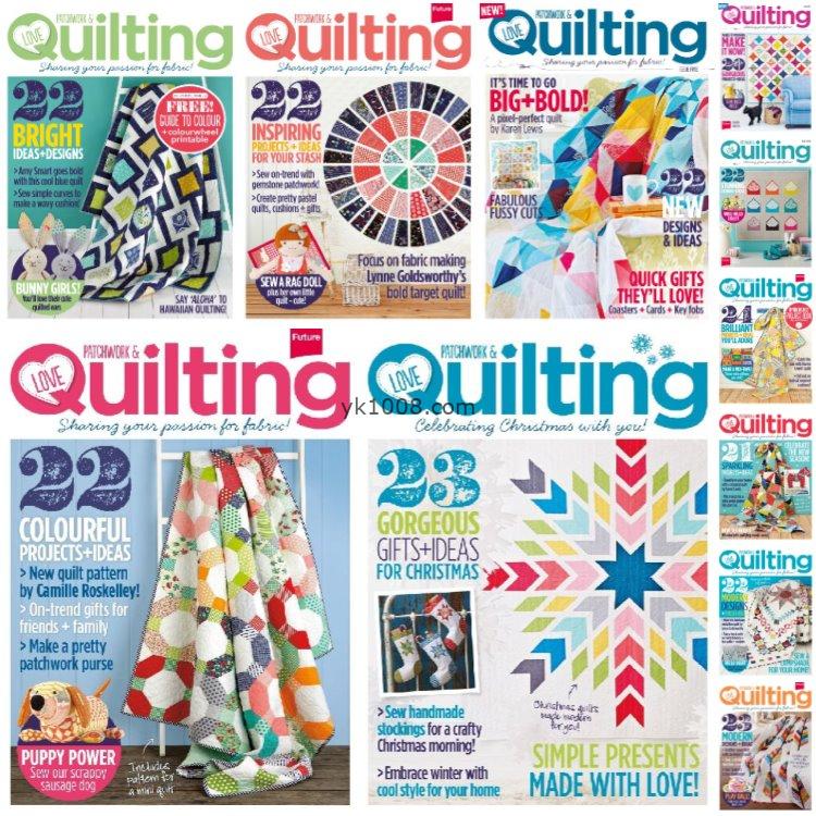 【英国版】《Love Patchwork & Quilting》2014年合集被子靠垫家居风格软装图案手工针织教程设计PDF杂志（11本）