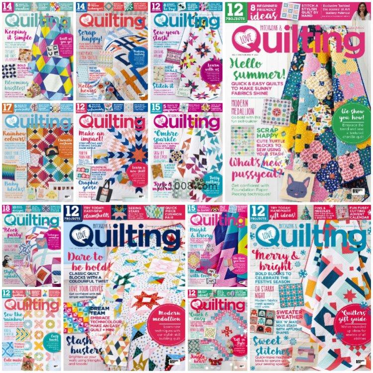 【英国版】《Love Patchwork & Quilting》2021年合集被子靠垫家居风格软装图案手工针织教程设计PDF杂志（13本）