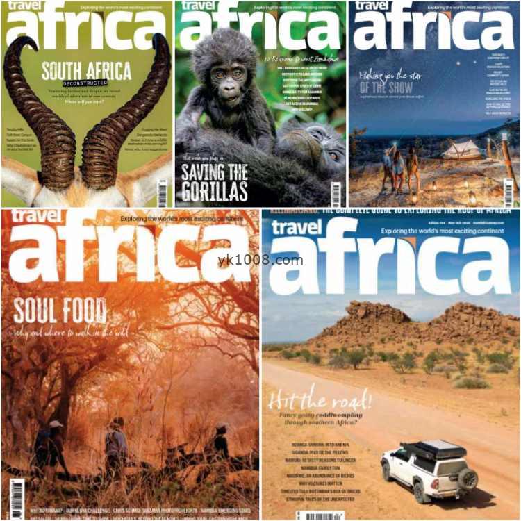 【南非版】Travel Africa – Full Year 2024 Collection非洲各种景点国家公园野生动物pdf杂志